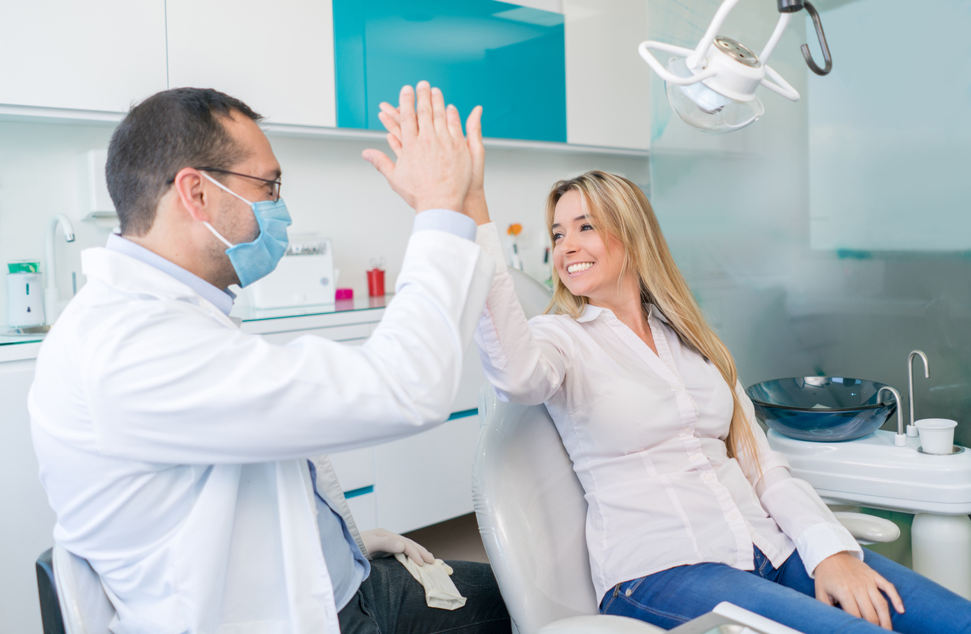 Happy patient at the dentist